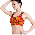Orange Camouflage Print Women's Sports Bra