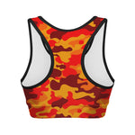 Orange Camouflage Print Women's Sports Bra