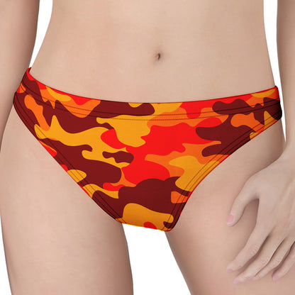 Orange Camouflage Print Women's Thong