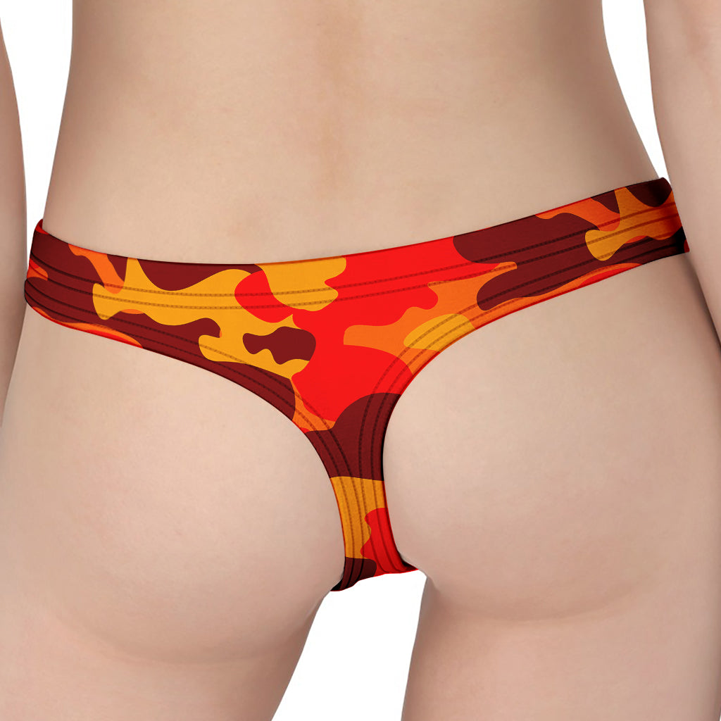 Orange Camouflage Print Women's Thong