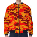 Orange Camouflage Print Zip Sleeve Bomber Jacket