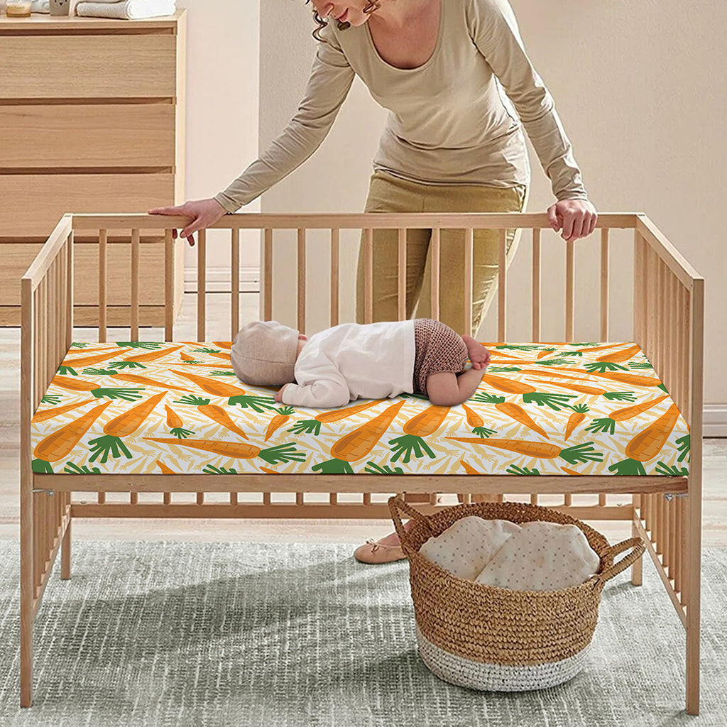 Orange Carrot Pattern Print Baby Crib Sheet