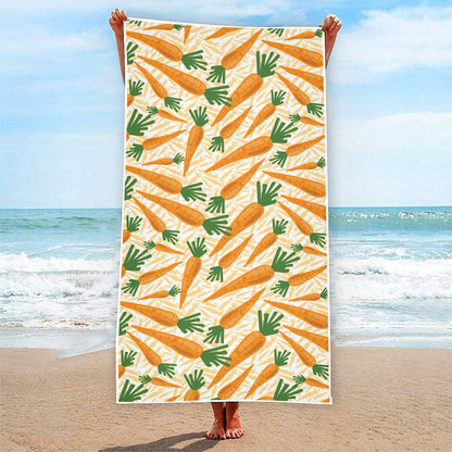 Orange Carrot Pattern Print Beach Towel