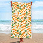 Orange Carrot Pattern Print Beach Towel