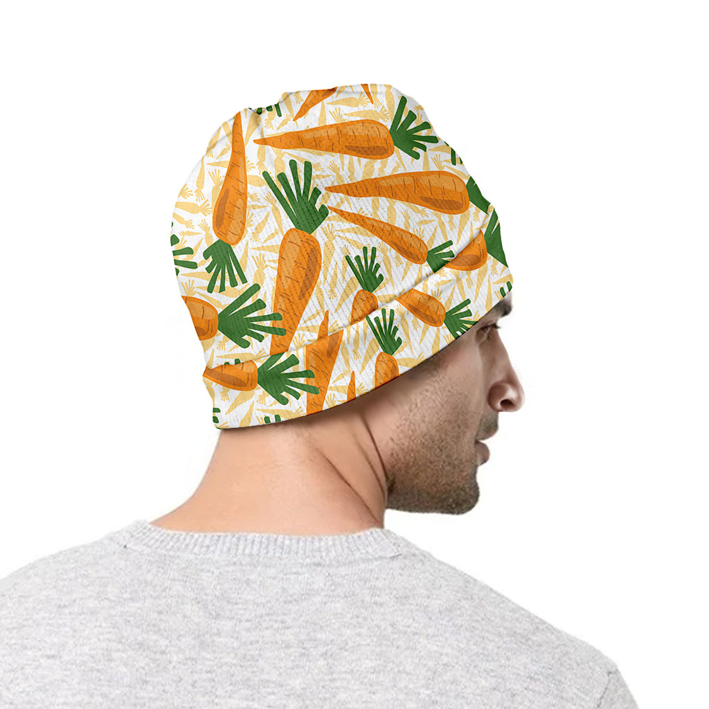 Orange Carrot Pattern Print Beanie