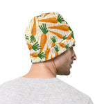 Orange Carrot Pattern Print Beanie