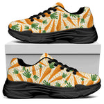 Orange Carrot Pattern Print Black Chunky Shoes