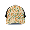 Orange Carrot Pattern Print Black Mesh Trucker Hat