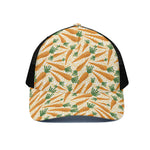 Orange Carrot Pattern Print Black Mesh Trucker Cap