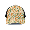 Orange Carrot Pattern Print Black Mesh Trucker Cap