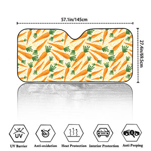 Orange Carrot Pattern Print Car Windshield Sun Shade