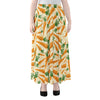 Orange Carrot Pattern Print Chiffon Maxi Skirt