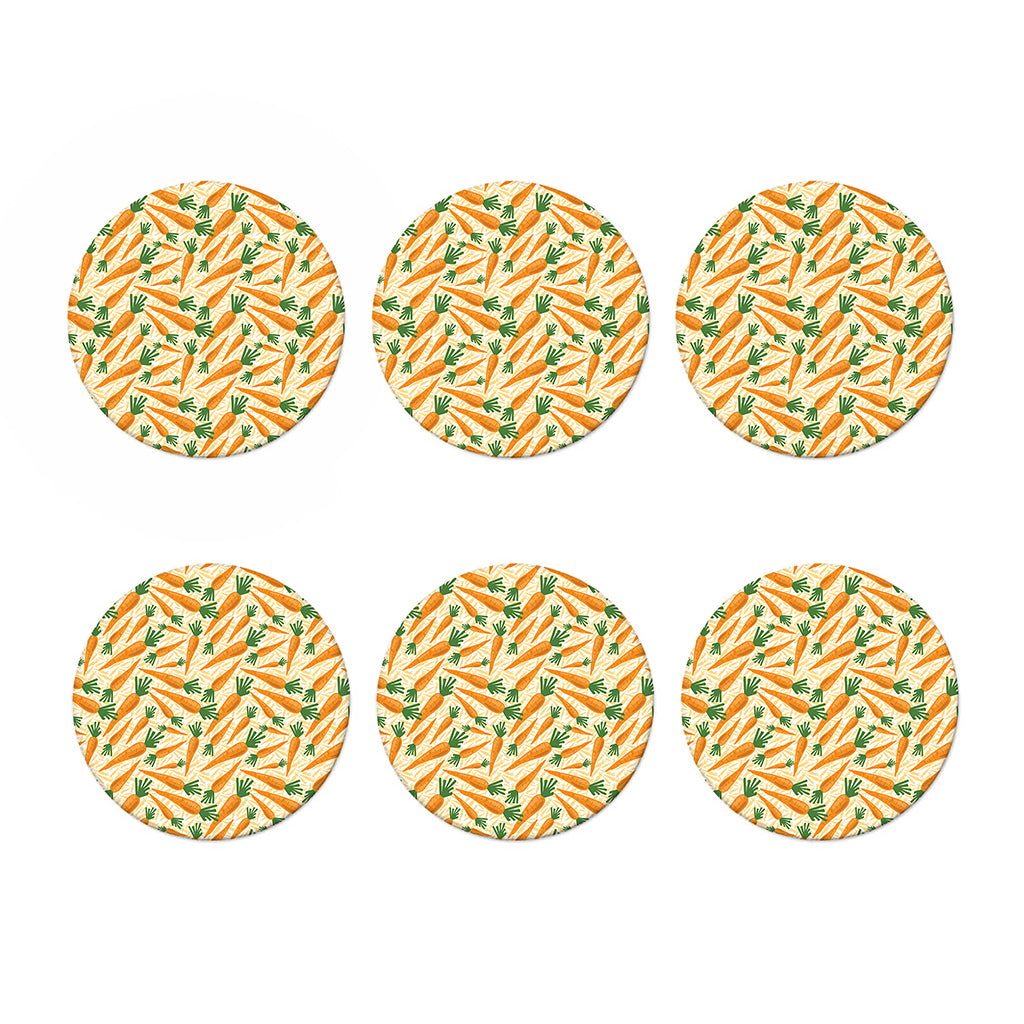 Orange Carrot Pattern Print Coaster Set