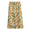 Orange Carrot Pattern Print Cotton Front Slit Maxi Skirt