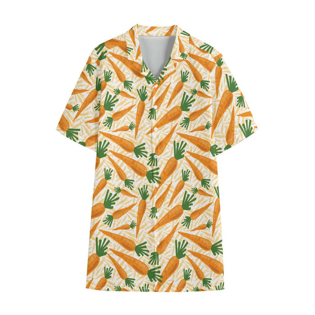 Orange Carrot Pattern Print Cotton Hawaiian Shirt