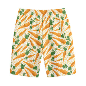 Orange Carrot Pattern Print Cotton Shorts