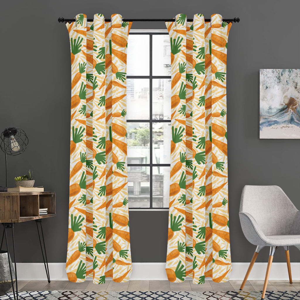 Orange Carrot Pattern Print Curtain