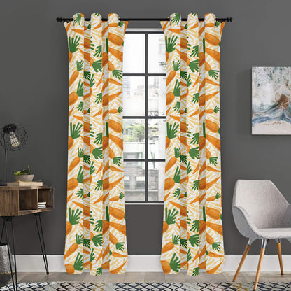 Orange Carrot Pattern Print Curtain
