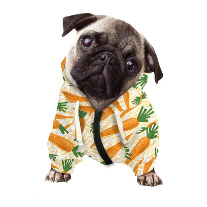 Orange Carrot Pattern Print Dog Zip Up Hoodie