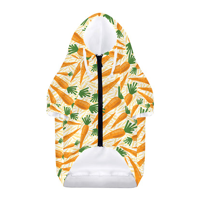 Orange Carrot Pattern Print Dog Zip Up Hoodie