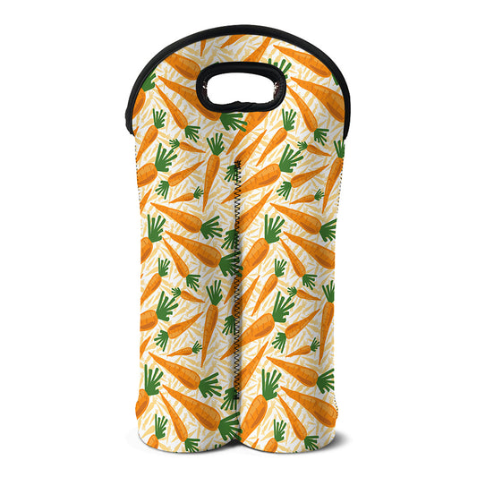 Orange Carrot Pattern Print Double Neoprene Wine Tote