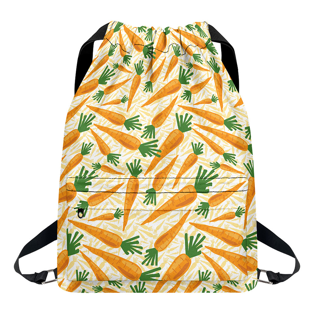Orange Carrot Pattern Print Drawstring Backpack
