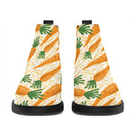 Orange Carrot Pattern Print Flat Ankle Boots