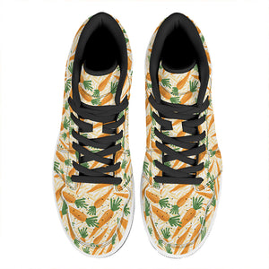 Orange Carrot Pattern Print High Top Leather Sneakers