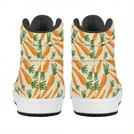 Orange Carrot Pattern Print High Top Leather Sneakers