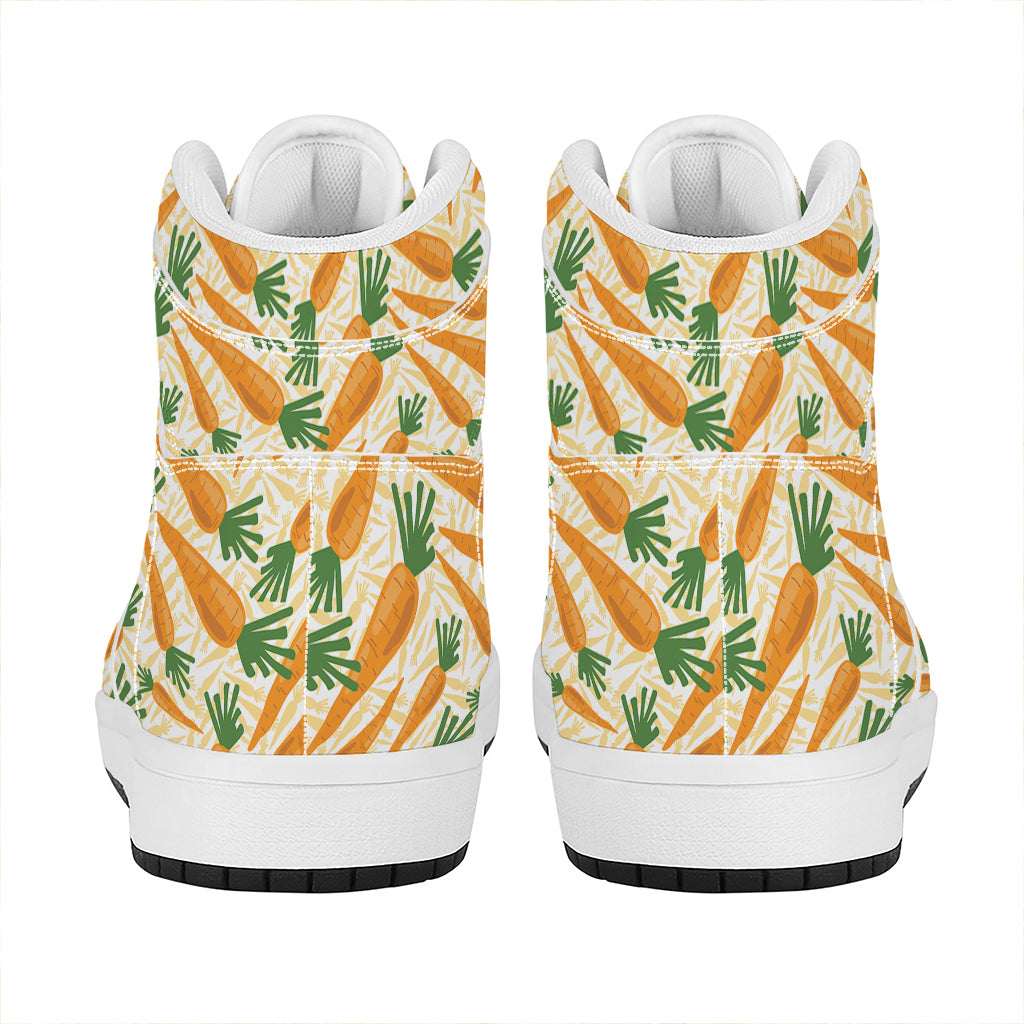 Orange Carrot Pattern Print High Top Leather Sneakers