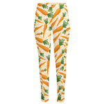 Orange Carrot Pattern Print High-Waisted Pocket Leggings