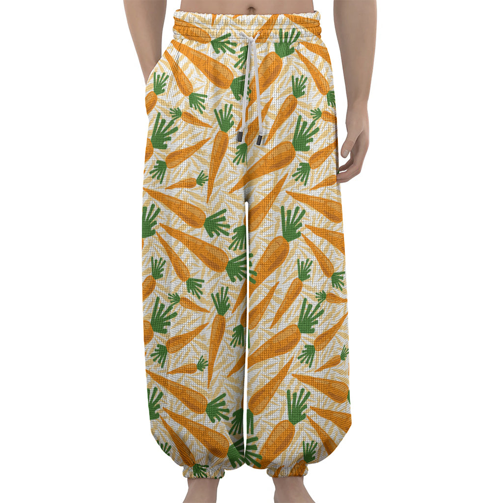 Orange Carrot Pattern Print Lantern Pants