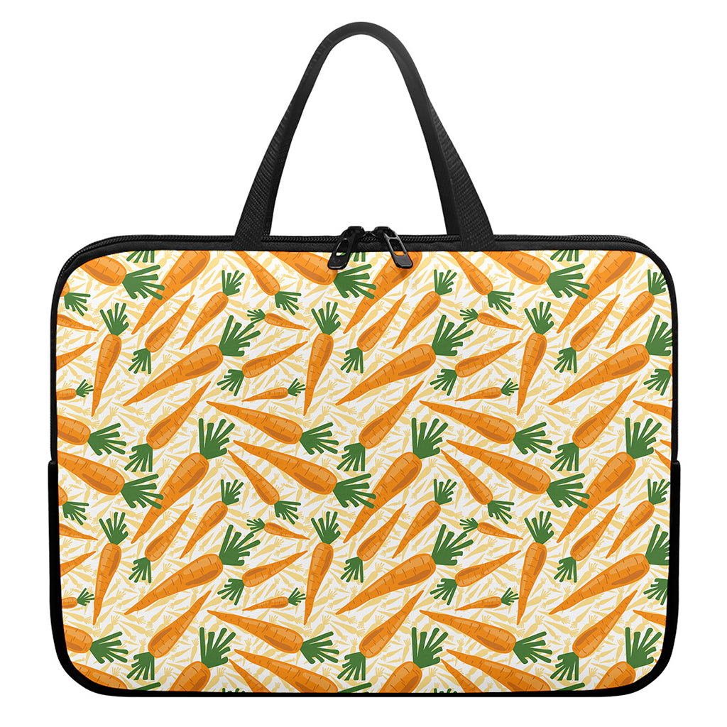 Orange Carrot Pattern Print Laptop Sleeve With Handle