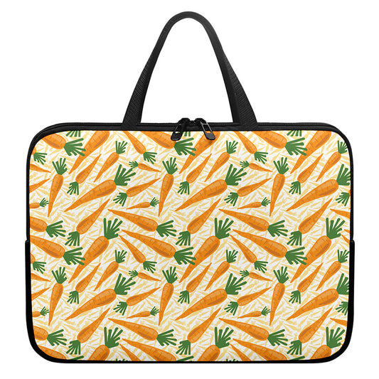 Orange Carrot Pattern Print Laptop Sleeve With Handle