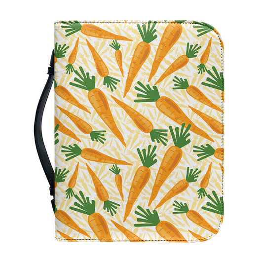 Orange Carrot Pattern Print Leather Bible Cover