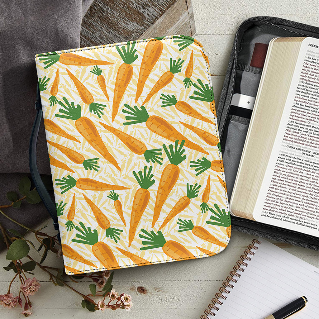 Orange Carrot Pattern Print Leather Bible Cover