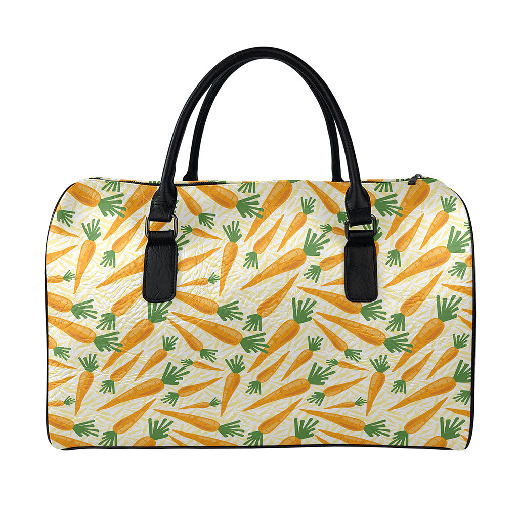 Orange Carrot Pattern Print Leather Duffle Bag