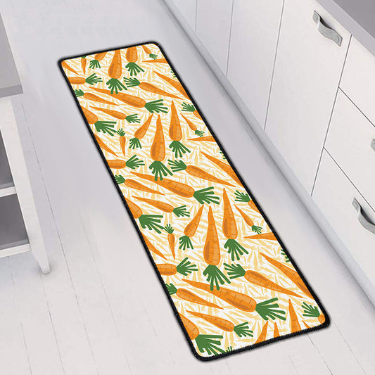 Orange Carrot Pattern Print Long Kitchen Mat