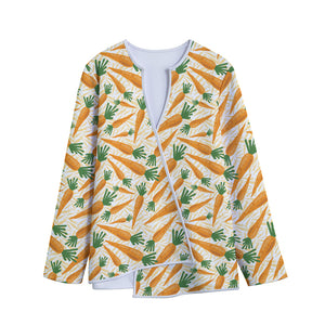 Orange Carrot Pattern Print Long Sleeve Short Coat