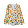 Orange Carrot Pattern Print Long Sleeve Short Coat