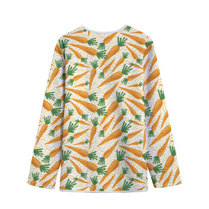 Orange Carrot Pattern Print Long Sleeve Short Coat