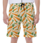 Orange Carrot Pattern Print Men's Beach Shorts