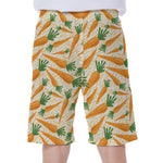 Orange Carrot Pattern Print Men's Beach Shorts