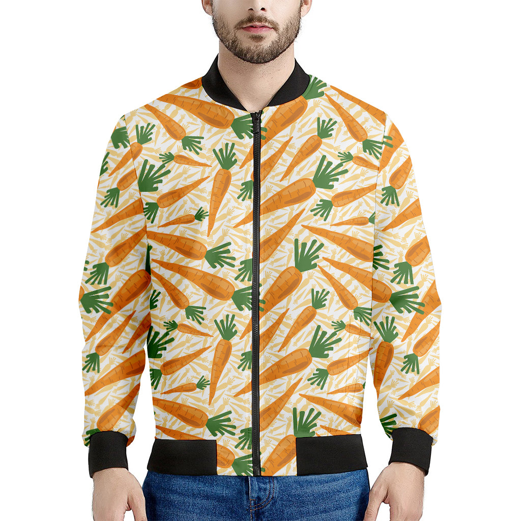 Orange Carrot Pattern Print Men's Bomber Jacket