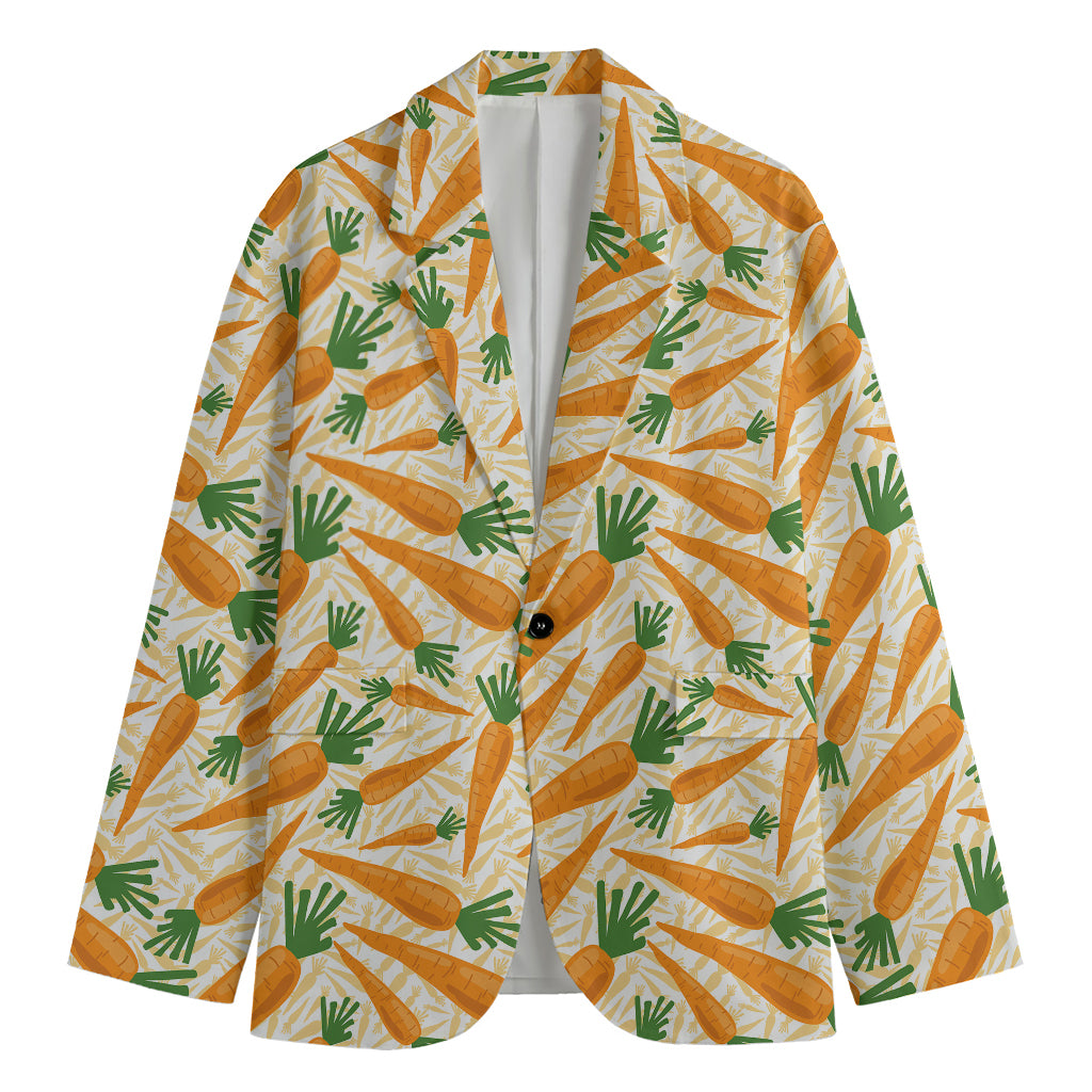 Orange Carrot Pattern Print Men's Cotton Blazer