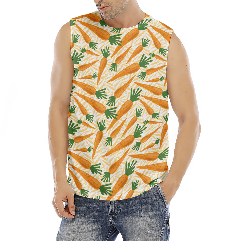 Orange Carrot Pattern Print Men's Fitness Tank Top