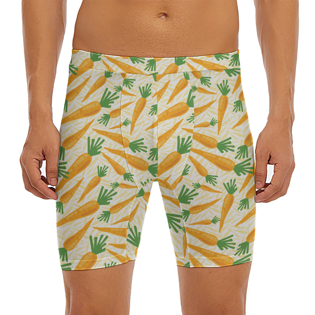 Orange Carrot Pattern Print Men's Long Boxer Briefs