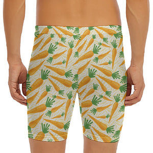 Orange Carrot Pattern Print Men's Long Boxer Briefs