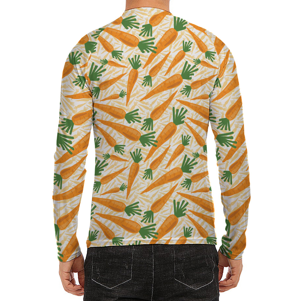 Orange Carrot Pattern Print Men's Long Sleeve Rash Guard