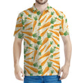 Orange Carrot Pattern Print Men's Polo Shirt